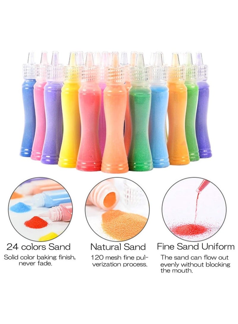 NIBEMINENT Sand Art Kits for Kids, SYOSI 24 Bottles Colored 41 Sheets Painting Cards, Kit Kids' Kits, Boys Girls DIY Arts and Crafts - Image 5
