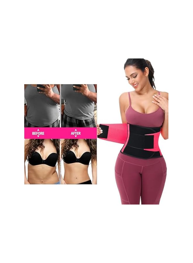 S-TOP Waist Trainer for Women, Slimming Cincher Belt, Velcro Design, Adjustable to Fit Waist Sizes of 25.5-27.5 inches, Suitable for Sports or Everyday Wear, Size M, Pink - Image 2