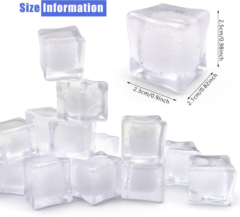 Zalaxt Fake Ice Cube, 45 pcs 25x21 mm Faux ice with Bubble, Acrylic Ice Rocks, Acrylic Vase Fillers for Centerpieces Photography Props - Image 2