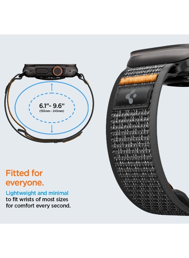 Spigen Athlex Air 2 Apple Watch Band for Apple Watch Ultra 3/2/1 49mm, Series 10 46mm, 9/8/7 45mm, SE2/SE/6/5/4 44mm, 3/2/1 42mm Adjustable Loop Band Strap - Active Black Orange - Image 4
