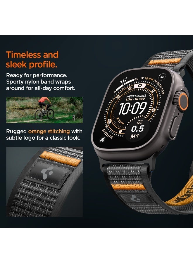 Spigen Athlex Air 2 Apple Watch Band for Apple Watch Ultra 3/2/1 49mm, Series 10 46mm, 9/8/7 45mm, SE2/SE/6/5/4 44mm, 3/2/1 42mm Adjustable Loop Band Strap - Active Black Orange - Image 5