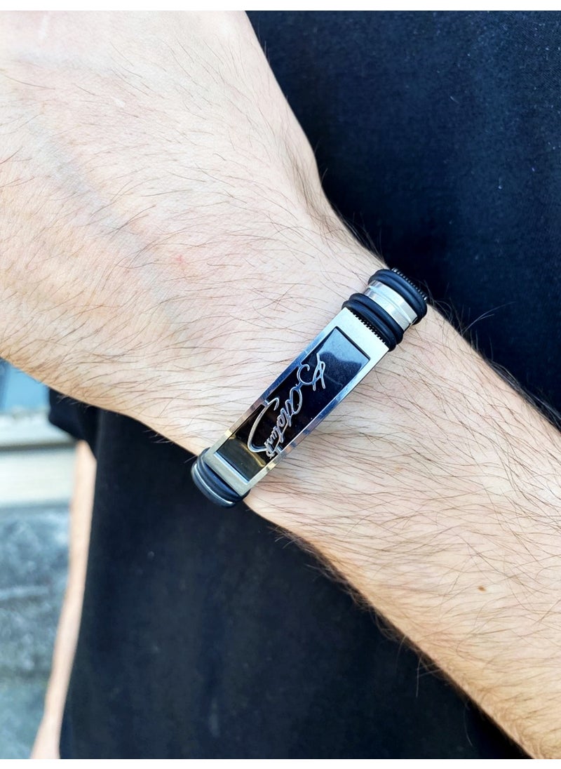 Takı Dükkanı K. Ataturk Signed Belt Model Men's Steel Bracelet scb22  - Image 4