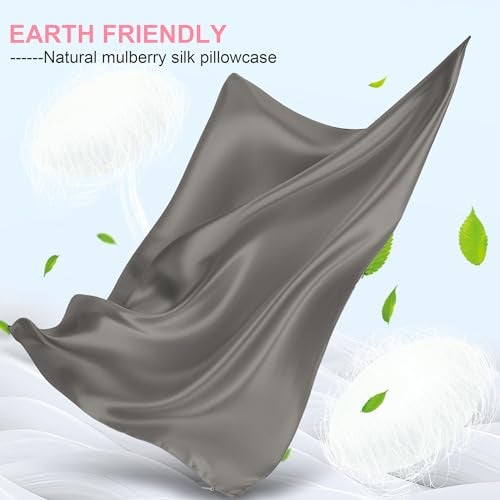 LYSHIN Silk Pillow Cases King Size with Hidden Zipper, Mulberry Silk Pillowcase for Hair and Skin, Smooth and Soft Breathable Cooling Silk Satin Pillow Covers for Sleeping, Gifts for Women, Dark Grey - Image 2