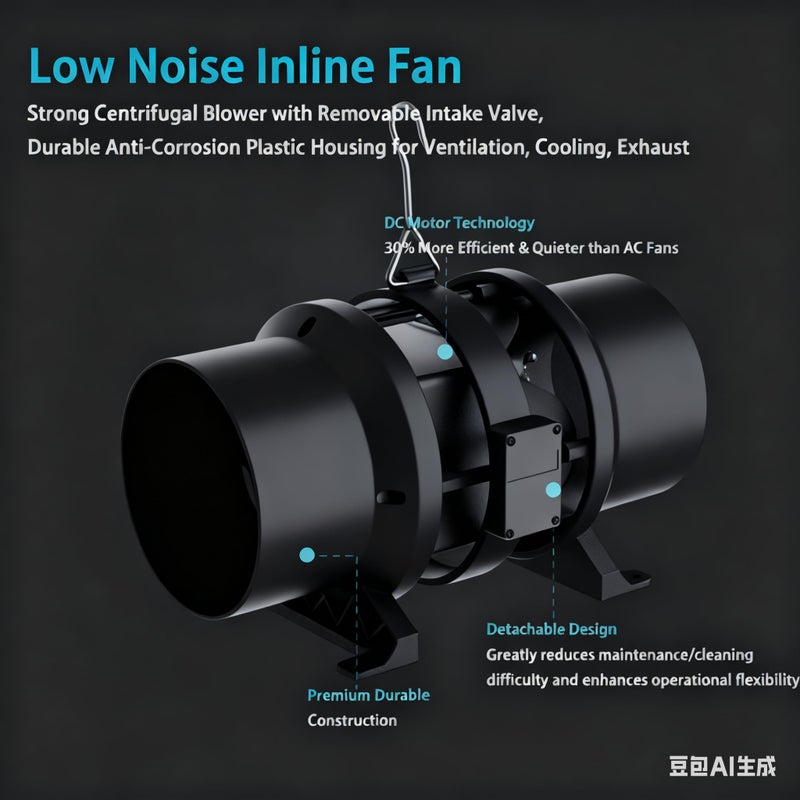 MELONFARM Air Filtration Kit, 6" 260 CFM Inline Duct Fan with E12 Speed Controller, 6.6 Ft Ducting & Rubber Coupler, Ventilation Exhaust Fan for Cooling Booster, Grow Tents, Hydroponics - Image 2