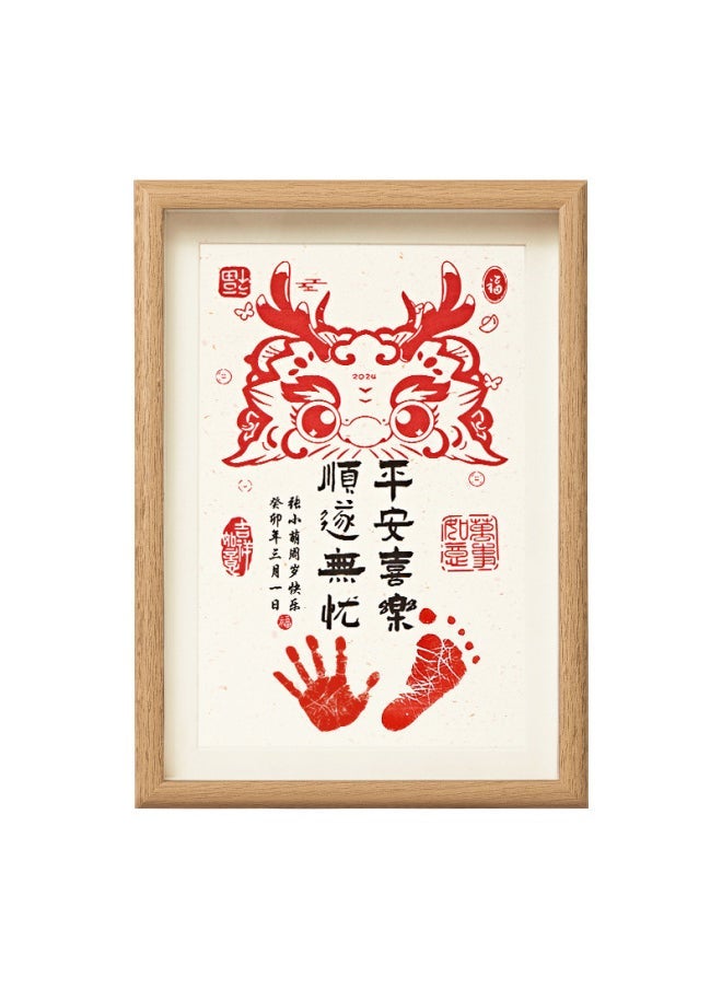 Baby Full Moon Hand And Foot Print Painting Newborn Baby Hundred Days Old Ritual Feeling Hand And Foot Print Souvenir Supplies Photo Frame-Colors:] - Image 5