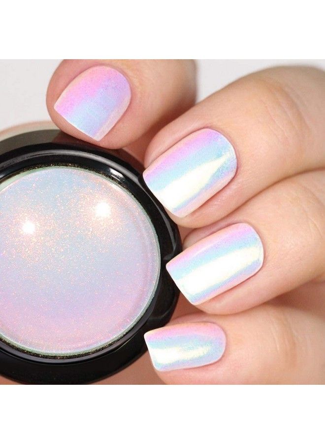 Pretty Diva Prettydiva Mermaid Chrome Nail Powder White Iridescent Chrome Nail Powder Pearl Aurora Powders For Nails Opal Mermaid Unicorn Pigment Powder For Nails Chrome Mica Powder Manicure Pigment - Image 2