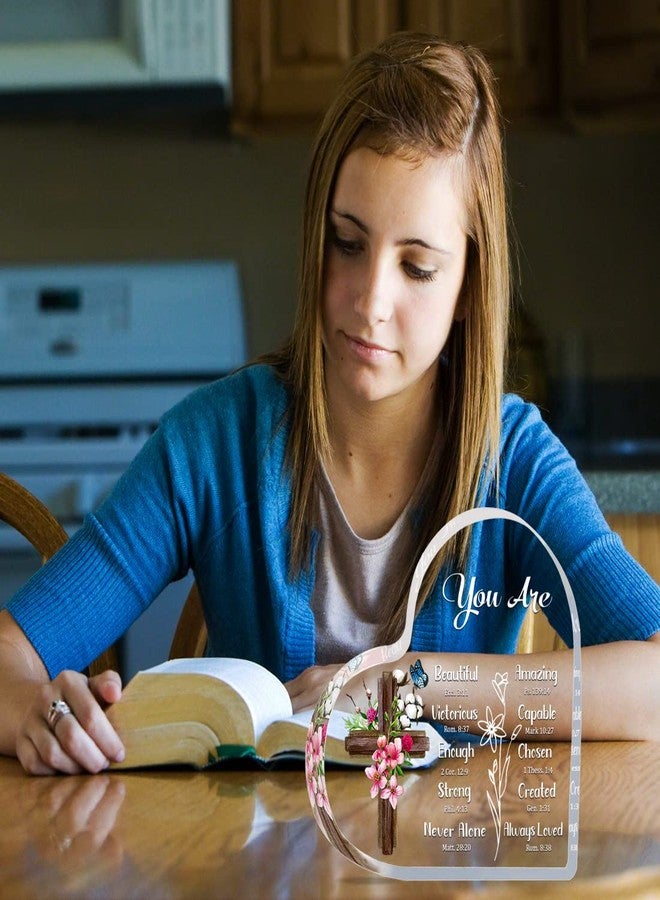 هدايا مسيحية للنساء، هدايا دينية ملهمة مع آيات من الكتاب المقدس، هدايا تشجيع روحي، هدية للنساء، صديقة، أم، أخت، لوحات قلوب أكريليك - Image 2