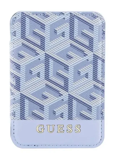 GUESS Magsafe Wallet Cardslot with Stand and Gcube Stripe Design / Secure Card Holder / High-Quality Phone Accessory - Blue