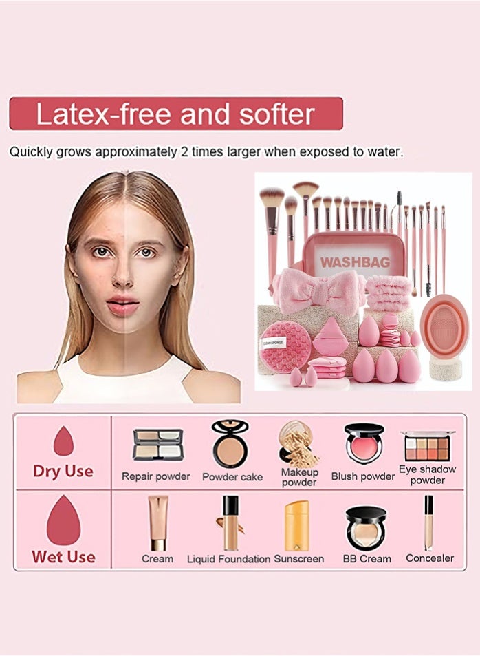 MissTiara Makeup Brushes Set 42PCS Makeup Tool Set Professional Cosmetic Brushes with Makeup Sponges Powder Puffs and Face Wash Headband Wrist Bands Travel Make up Brushes Kit for Women Girls - Image 2