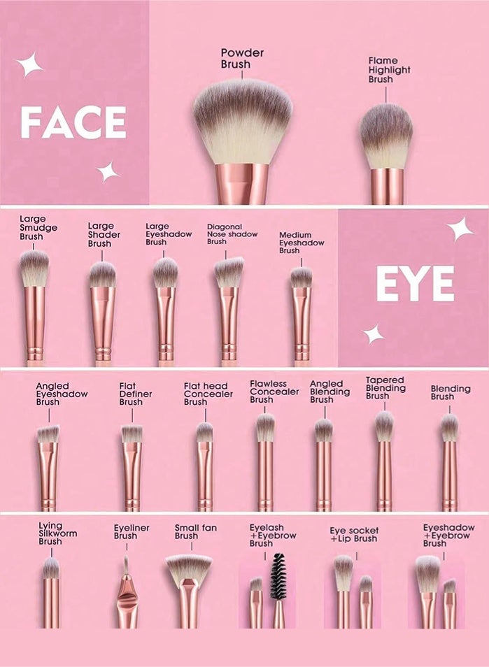 MissTiara Makeup Brushes Set 42PCS Makeup Tool Set Professional Cosmetic Brushes with Makeup Sponges Powder Puffs and Face Wash Headband Wrist Bands Travel Make up Brushes Kit for Women Girls - Image 4