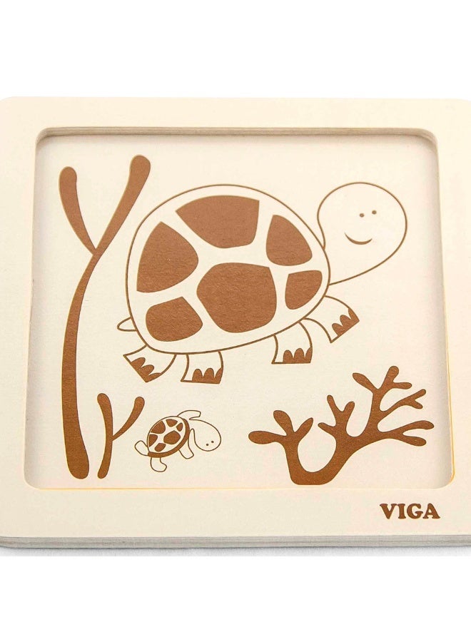 Viga Wooden Tortoise 4 Piece Puzzle – Montessori Educational Toy for Toddlers | Sensory & Fine Motor Skill Development | Age 12M+ - Image 2