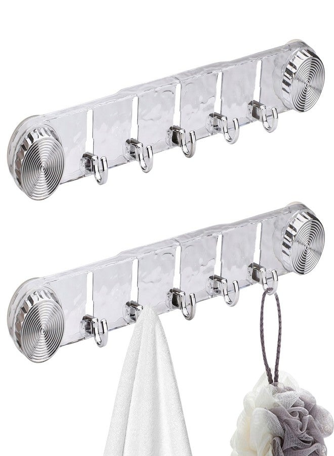 Realand 2 Pack Strong Suction Cup Hooks, 5 Folding No Drill Removable Wall Acrylic Modern Heavy Duty Shower Towel Hooks for Bathroom Kitchen Clear - Image 1