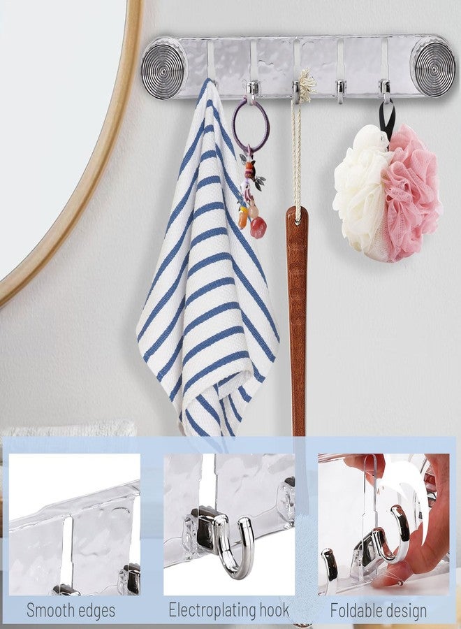Realand 2 Pack Strong Suction Cup Hooks, 5 Folding No Drill Removable Wall Acrylic Modern Heavy Duty Shower Towel Hooks for Bathroom Kitchen Clear - Image 3