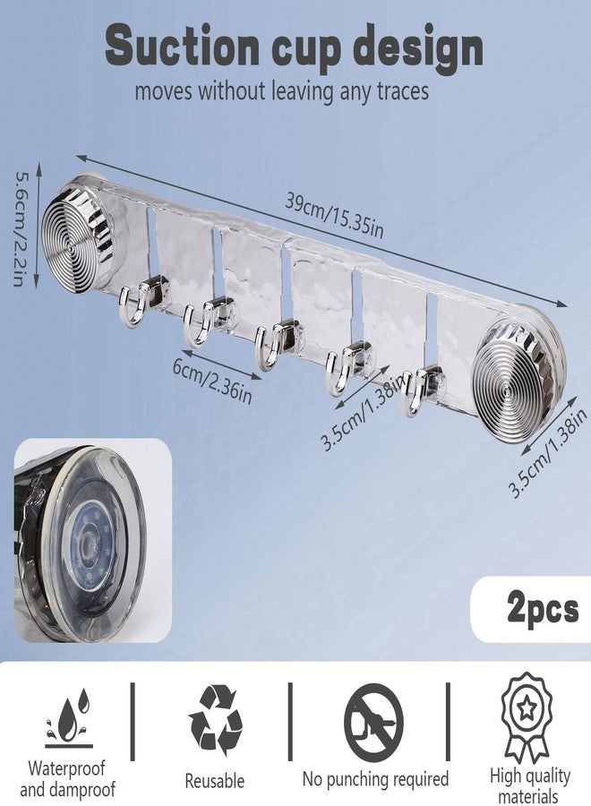 Realand 2 Pack Strong Suction Cup Hooks, 5 Folding No Drill Removable Wall Acrylic Modern Heavy Duty Shower Towel Hooks for Bathroom Kitchen Clear - Image 2