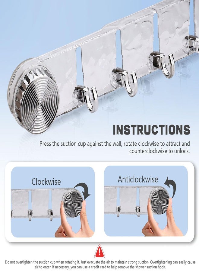 Realand 2 Pack Strong Suction Cup Hooks, 5 Folding No Drill Removable Wall Acrylic Modern Heavy Duty Shower Towel Hooks for Bathroom Kitchen Clear - Image 5