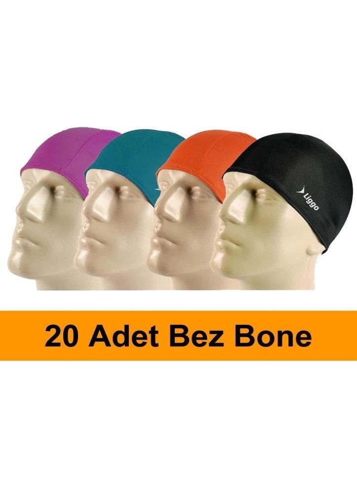 Liggo 20 Pieces Lycra Swimming Cloth Bonnet Pool Swim Cap Mixed Color  - Image 2