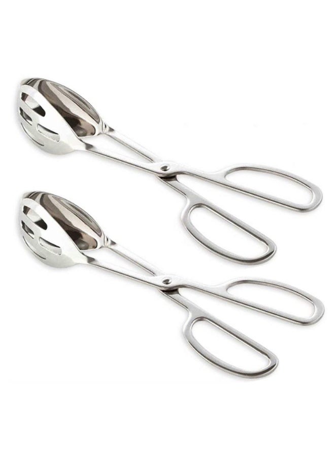 Stainless Steel Serving Tongs, 10 Inch, Scissor Design, Mirror Polished, 2 Pack - Image 1