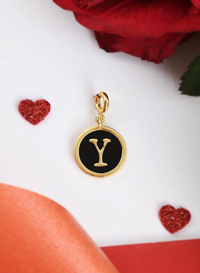 VOYLLA Valentine's Day Collection Alphabet Y Black Enamel Charm