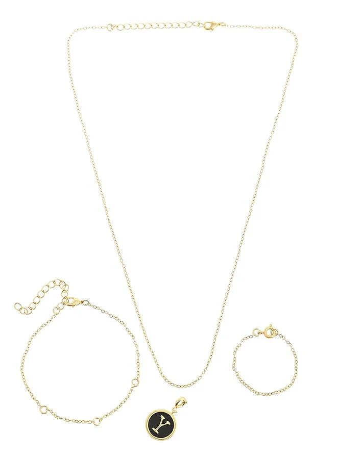 VOYLLA Valentine's Day Collection Alphabet Y Black Enamel Charm