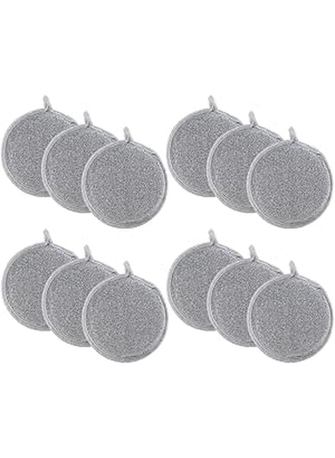 Double Sided Silver Fiber Dish Sponges 12 Pack Non Scratch Scrubbing Pads - Image 1