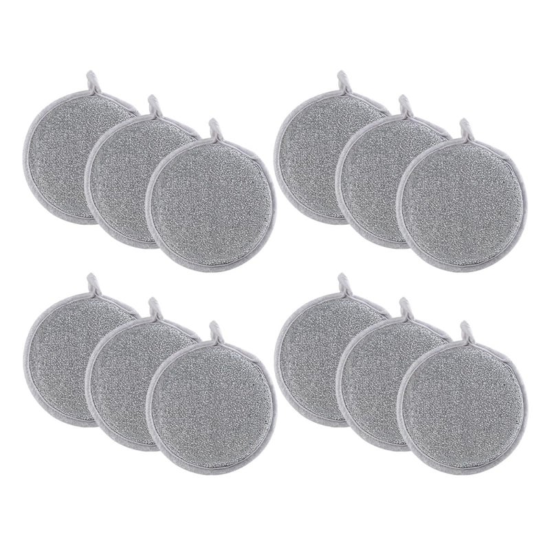 Double Sided Silver Fiber Dish Sponges 12 Pack Non Scratch Scrubbing Pads - Image 2