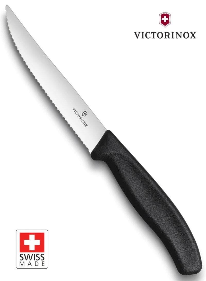 Victorinox Swiss Classic Gourmet Steak Knife 12 cm, Wavy Edge, Black