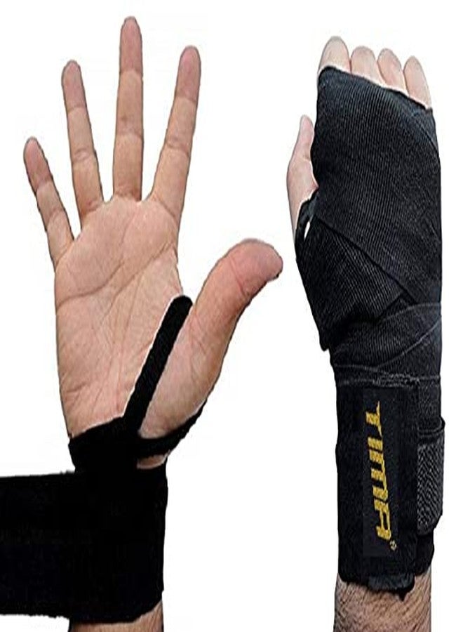 TIMA ضمادات يد تيما شبه المرنة لرياضة الفنون القتالية المختلطة والملاكمة (زوج) (أسود) - Image 2