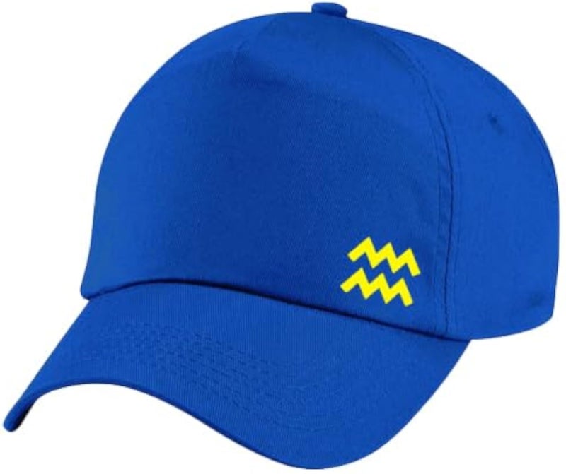 Blue Cap with Aquarius zodia Yellow Color Logo