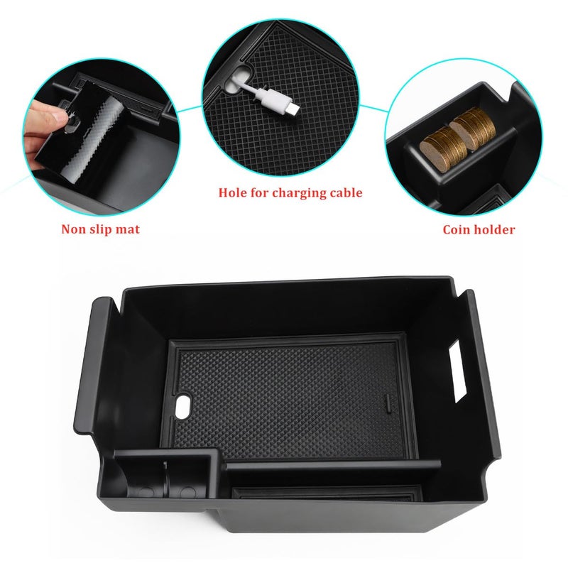 MARCHFA Center Console Organizer Compatible for 2020-2023 2024 2025 2026 Benz GLE 350 450 W167 53 AMG Accessories Armrest Tray Organizer Insert Storage Box for GLS 450 2020 2021 2022 (Black) - Image 4