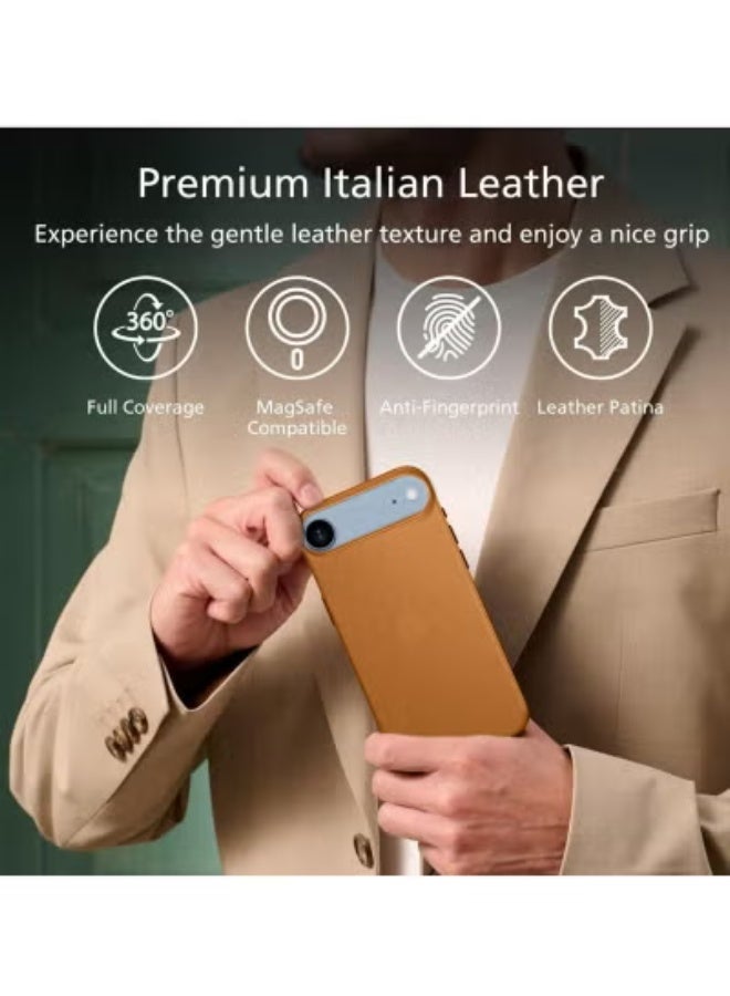 JAJEEK iPhone Air 5G 2025 Luxury Leather Magnetic Case – Slim Shockproof Protective Cover with Card-Friendly MagSafe Wireless Charging Support, Premium Anti-Slip Grip Design, Durable Edge Protection, Stylish Peachy Orange Finish, Perfect for Everyday Use, Travel, and Business - Image 3