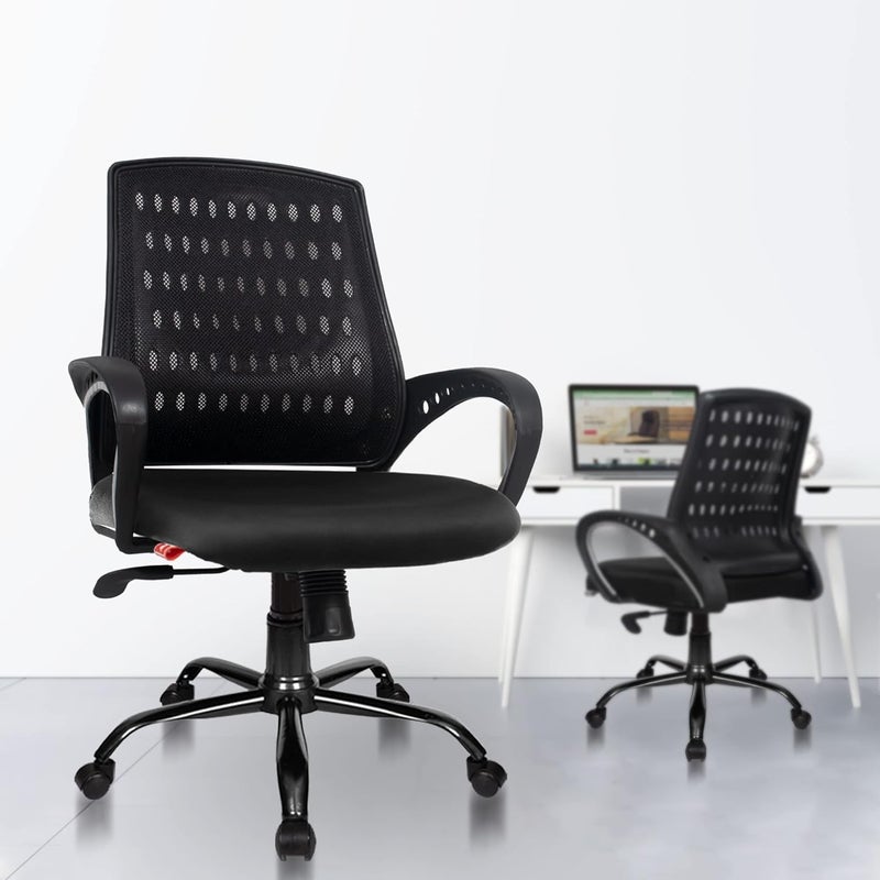 Rose ROSE Blazia Comfortable Mesh MidBack Ergonomic Office Chair  3 Years Warranty Included  Revolving Study  Computer Chair for Work from Home Black  - Image 1