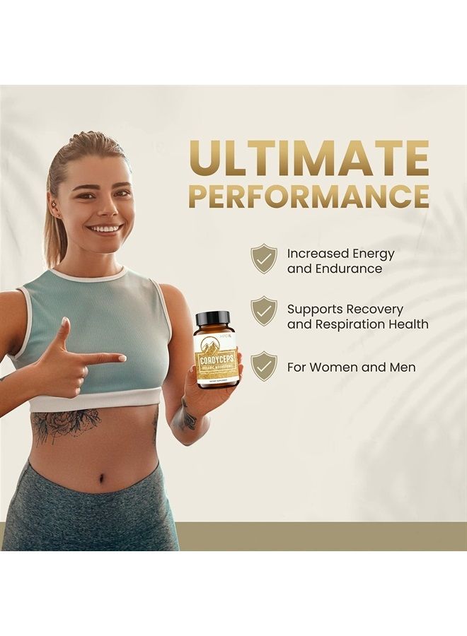 HPD Rx مستخلص فطر الكورديسيبس العضوي الممتاز من HPD Rx | مكمل أداء للطاقة والقدرة على التحمل والمناعة | 2250 ملغ، 120 كبسولة، عبوة من 1 - Image 3