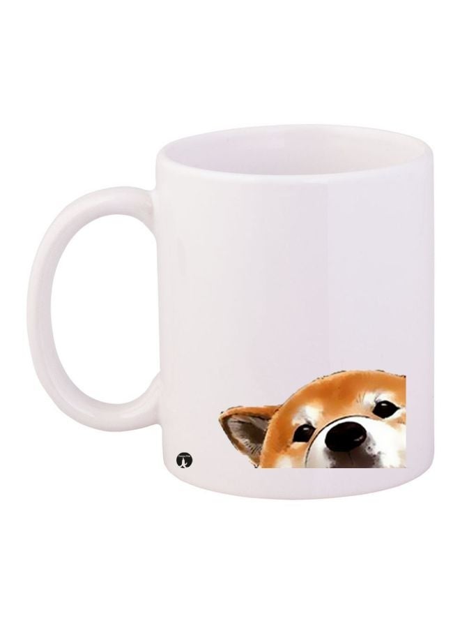RYN Dog Printed Coffee Mug White/Brown/Black 11ounce