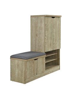 DANUBE HOME Alegra Shoe Rack Cabinet | 23 Pairs | 4 Door Shoe Storage Organizer For Entryway Natural Oak 120x40x120 cm | 8 Shelves  - Image 2