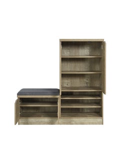 DANUBE HOME Alegra Shoe Rack Cabinet | 23 Pairs | 4 Door Shoe Storage Organizer For Entryway Natural Oak 120x40x120 cm | 8 Shelves  - Image 4