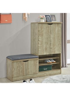 DANUBE HOME Alegra Shoe Rack Cabinet | 23 Pairs | 4 Door Shoe Storage Organizer For Entryway Natural Oak 120x40x120 cm | 8 Shelves  - Image 1