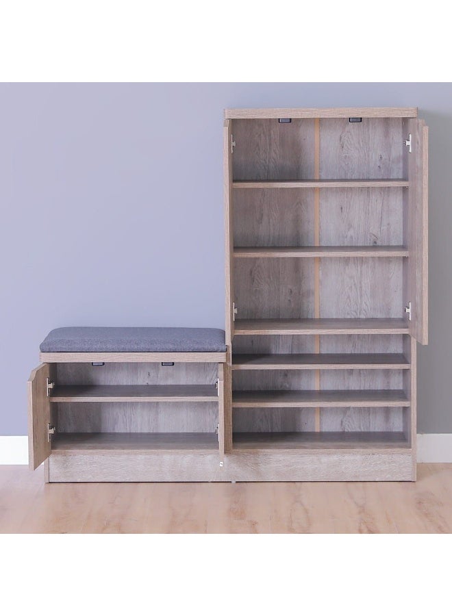 DANUBE HOME Alegra Shoe Rack Cabinet | 23 Pairs | 4 Door Shoe Storage Organizer For Entryway Natural Oak 120x40x120 cm | 8 Shelves - Image 3