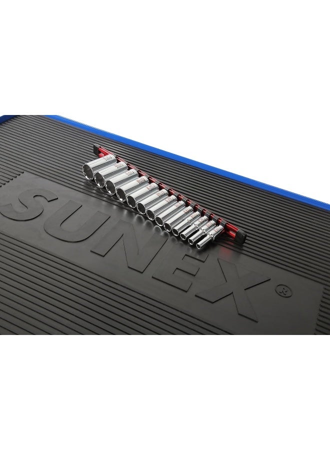 SUNEX 13Piece 3/8" Drive Chrome Socket Rail 6Pt SAE Deep - Image 2