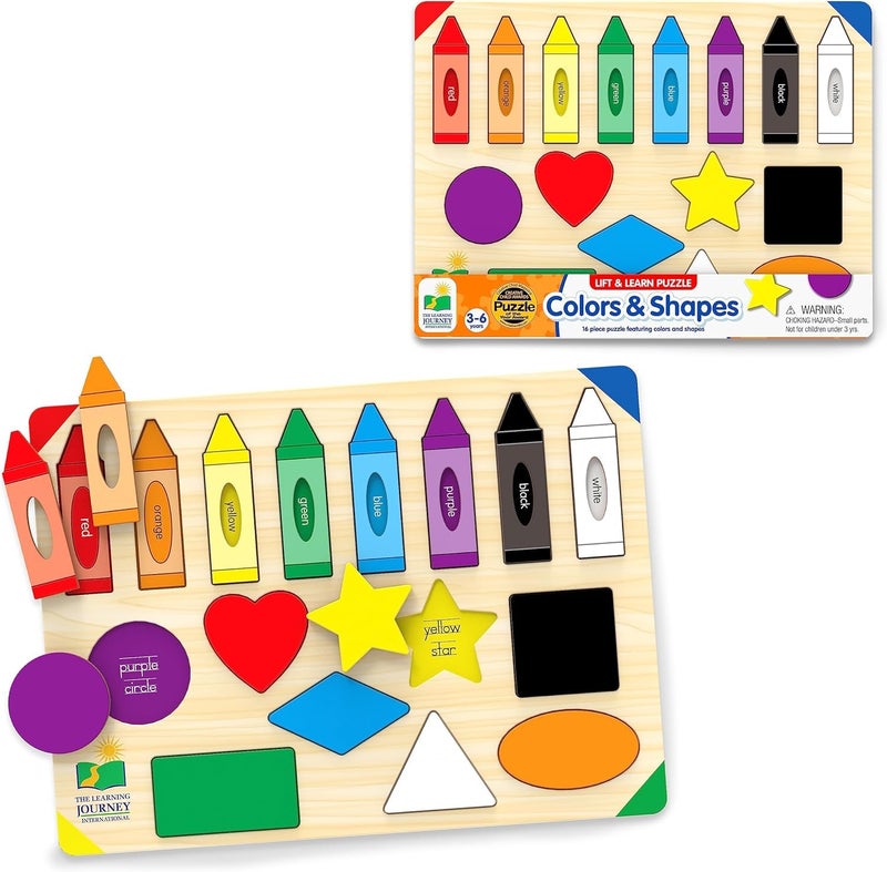 The Learning Journey: Lift & Learn Puzzle Colors & Shapes â€“ Preschool Toys & Activities for Children Ages 3 and Up â€“ Award Winning Educational Toy - Image 1