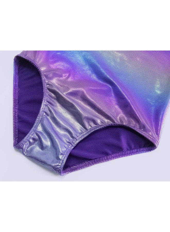 Nokecina Gymnastics Leotards for Girls Sparkly Long Sleeve Size 4t 5t Purple Kids Athletic One-Piece Gym Tumble Outfits - Image 5