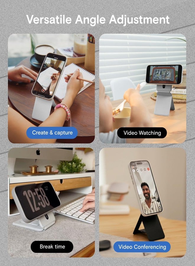 MOFT Phone Tripod Stand Selfie Stick for iPhone, Multi-Angles iPhone Stand, Lightweight & Portable Phone Holder, Strong Magnets, MOVAS Vegan Leather, Travel Essentials, Jet Black (Without Card Slot) - Image 5