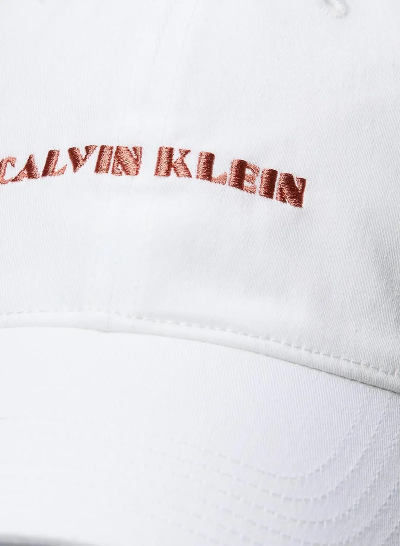 CALVIN KLEIN Bright White Embroidered Graphic Logo Cap for Men | Best Price UAE