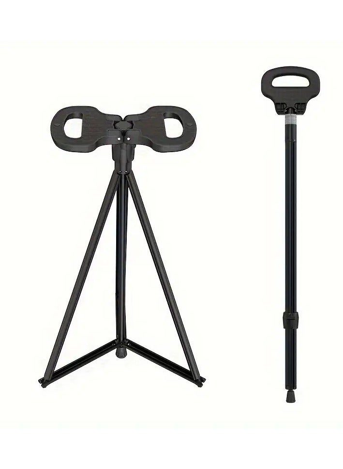 Albawadi Portable Folding Walking Stick with Lightweight Chair Seat Trekking Poles For Camping,Hiking - Image 1
