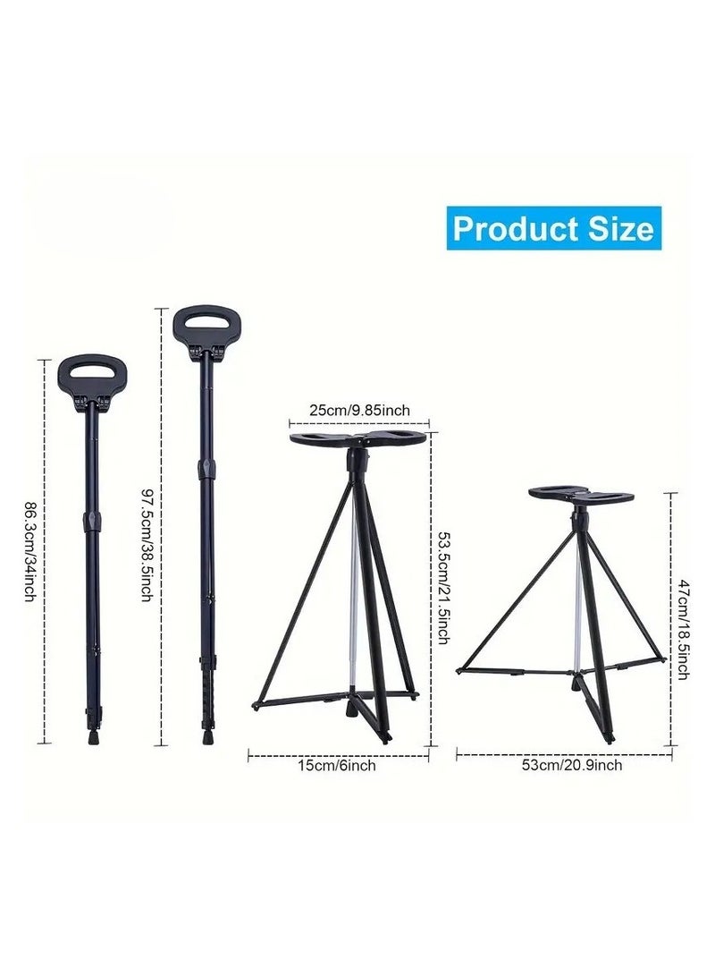 Albawadi Portable Folding Walking Stick with Lightweight Chair Seat Trekking Poles For Camping,Hiking - Image 3