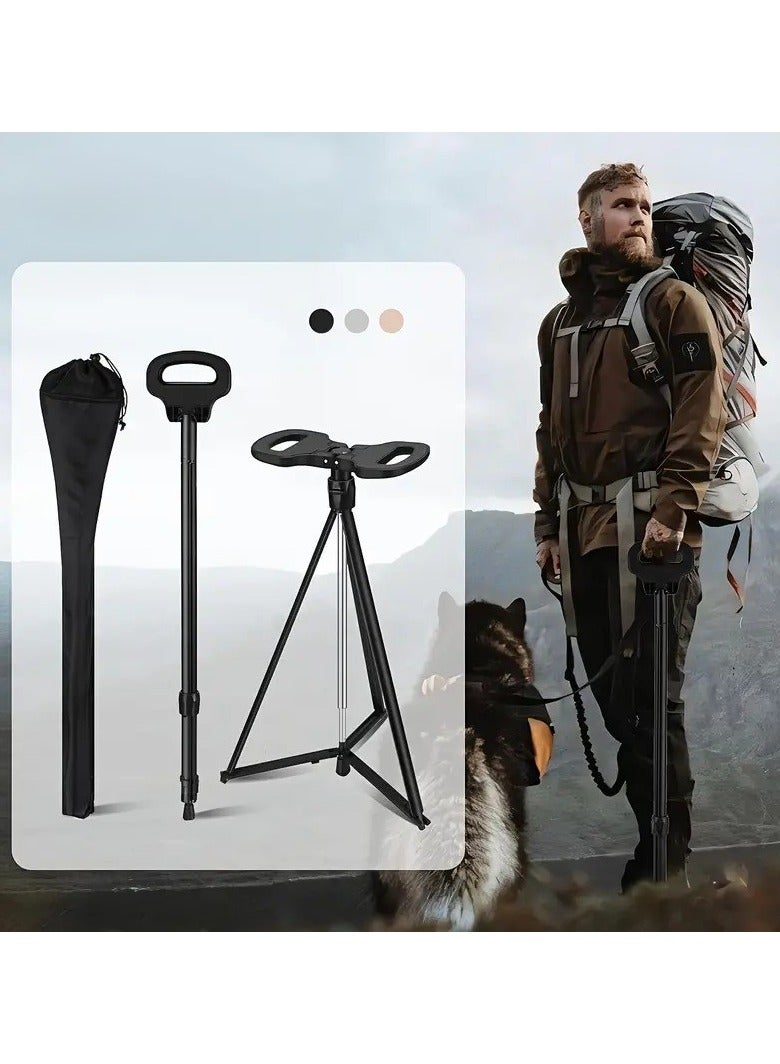 Albawadi Portable Folding Walking Stick with Lightweight Chair Seat Trekking Poles For Camping,Hiking - Image 4