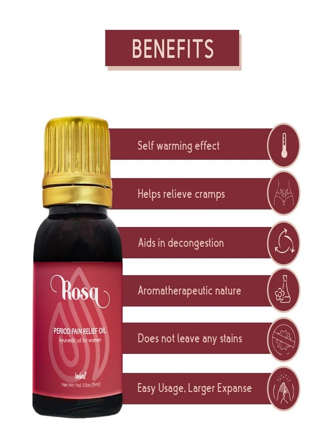 IMBUE Rosa Period Pain Relief Oil | Ayurvedic Oil with Self Warming Effect for Pain Relief - 15ml - Image 3