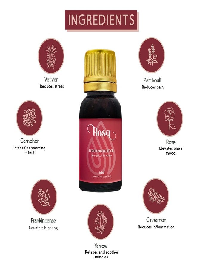 IMBUE Rosa Period Pain Relief Oil | Ayurvedic Oil with Self Warming Effect for Pain Relief - 15ml - Image 2