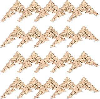 Vicenpal Vicenpal 20 Pcs Wood Applique Corner Onlay Decorative Wood Applique DIY Wooden Carved Corner Unpainted Wooden Carved - Image 1