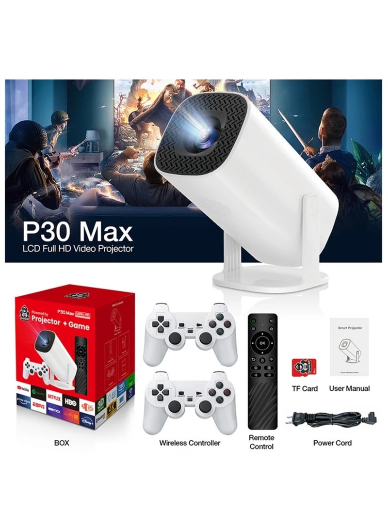 Android 11 Game Projector P30MAX Retro Video Game Consoles Dual WIFI BT5.4 1280*720P Home Cinema Outdoor Portable Projector - Image 1