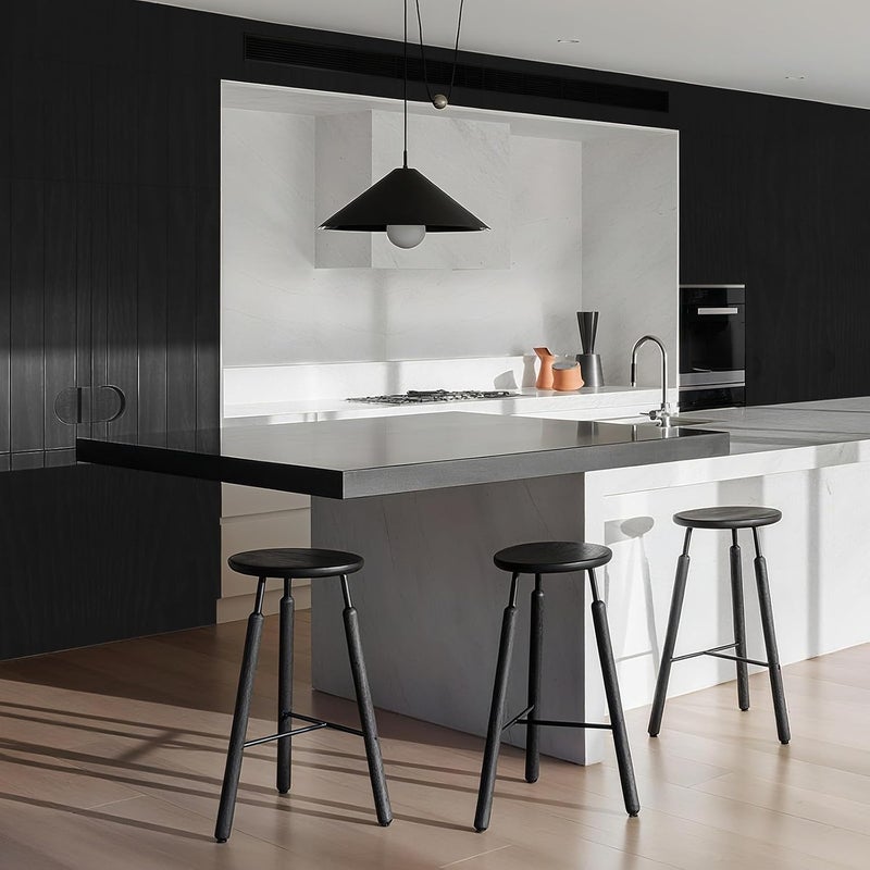 ARS Black Wallpaper Wood Grain Contact Paper Peel and Stick Wall Paper Waterproof Self Adhesive Thickened Vinyl Wrap for Countertops Cabinets Desk Decorative Film Easy to Clean - Image 3